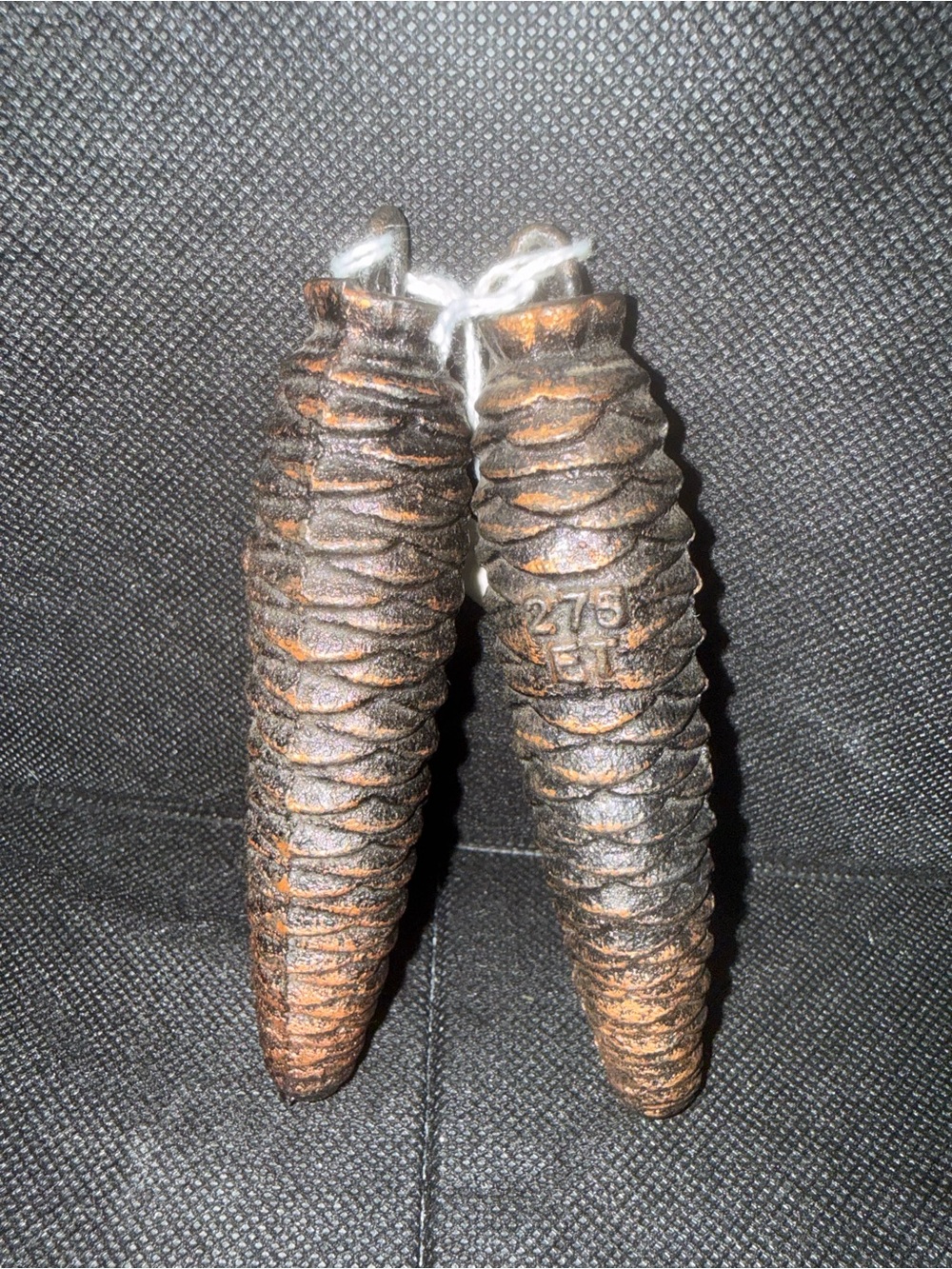 Vintage pair cast iron Pine Cone  cuckoo clock weights 275 ET OSE
